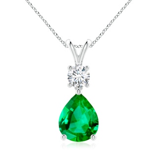 10x8mm AAA Pear-Shaped Emerald V-Bale Pendant in P950 Platinum