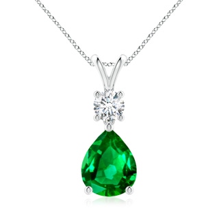10x8mm AAAA Pear-Shaped Emerald V-Bale Pendant in P950 Platinum