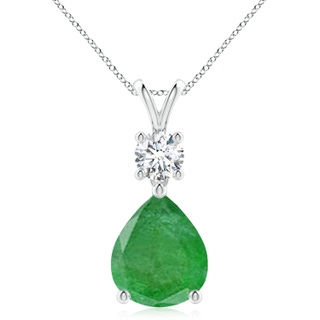 12x10mm A Pear-Shaped Emerald V-Bale Pendant in P950 Platinum
