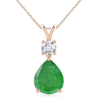 12x10mm A Pear-Shaped Emerald V-Bale Pendant in Rose Gold