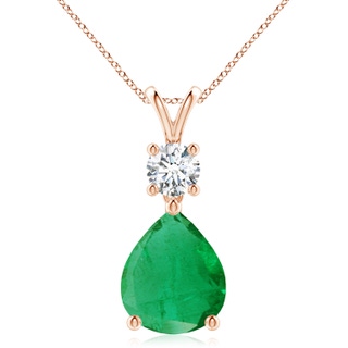 12x10mm AA Pear-Shaped Emerald V-Bale Pendant in Rose Gold