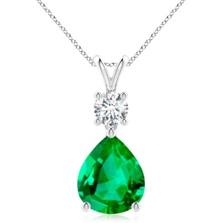 12x10mm AAA Pear-Shaped Emerald V-Bale Pendant in P950 Platinum