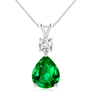 12x10mm AAAA Pear-Shaped Emerald V-Bale Pendant in P950 Platinum