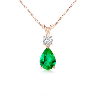 7x5mm AAA Pear-Shaped Emerald V-Bale Pendant in Rose Gold