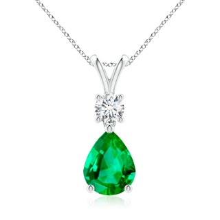 9x7mm AAA Pear-Shaped Emerald V-Bale Pendant in P950 Platinum