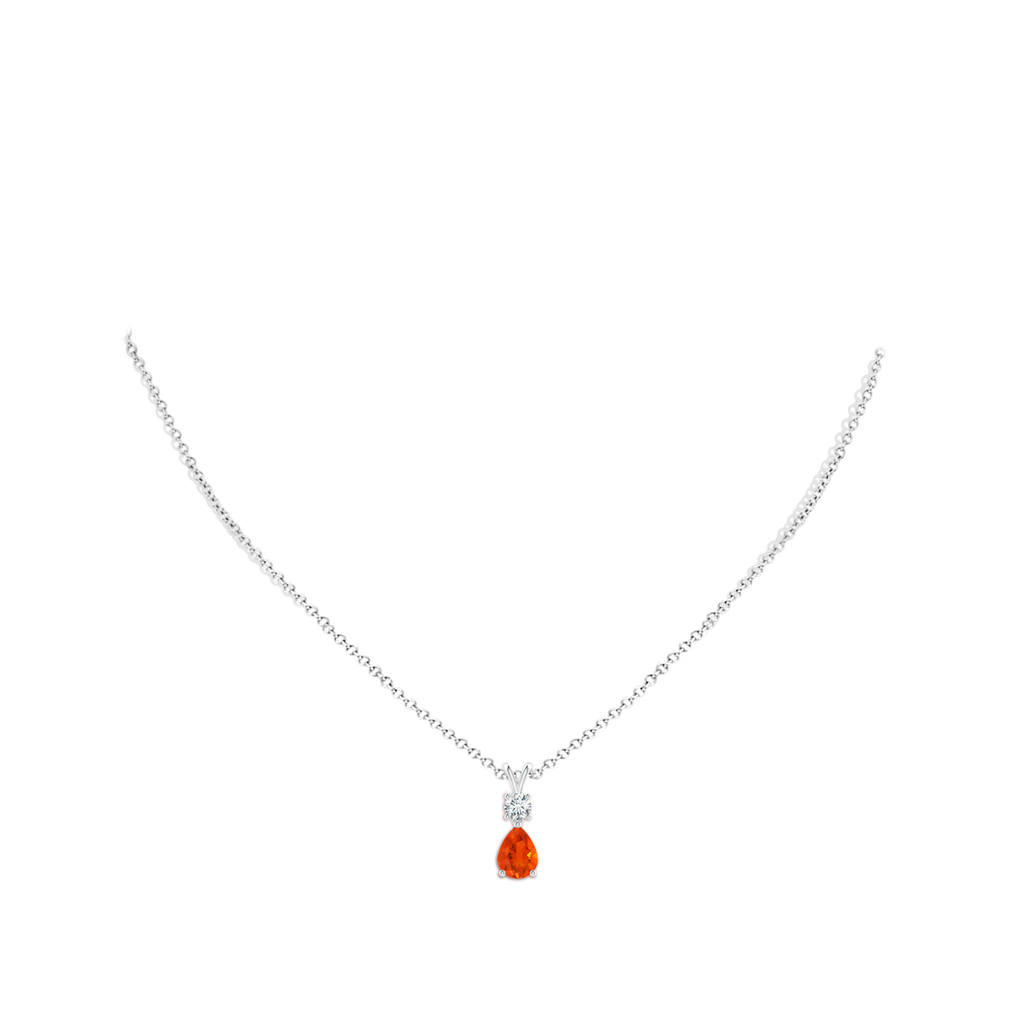 8x6mm AAA Pear-Shaped Fire Opal V-Bale Pendant in White Gold Body-Neck