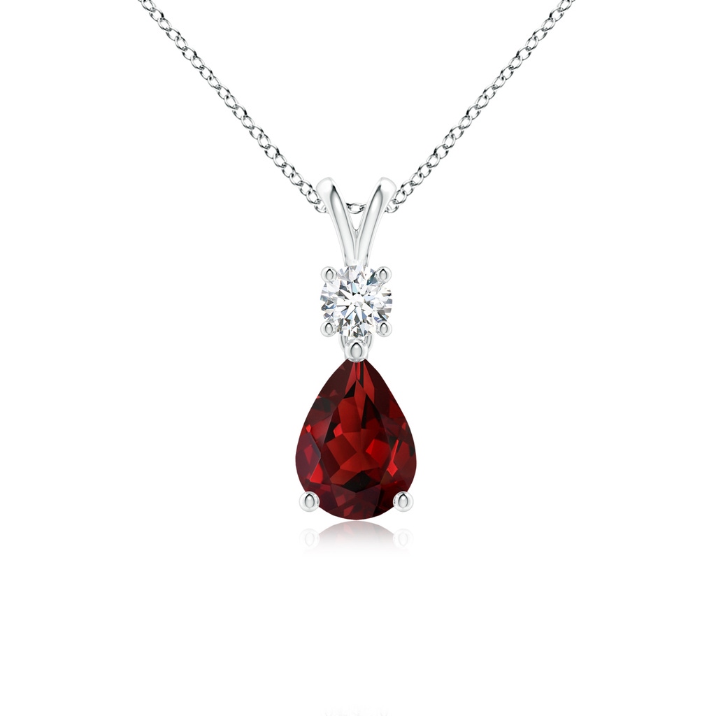 7x5mm AAAA Pear-Shaped Garnet V-Bale Pendant in P950 Platinum