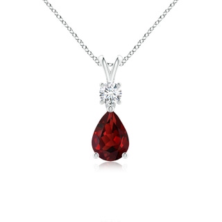 7x5mm AAAA Pear-Shaped Garnet V-Bale Pendant in White Gold