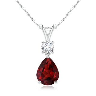 9x7mm AAAA Pear-Shaped Garnet V-Bale Pendant in P950 Platinum