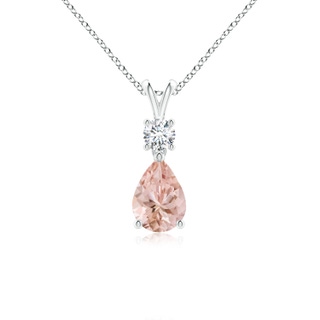 7x5mm AAAA Pear-Shaped Morganite V-Bale Pendant in P950 Platinum