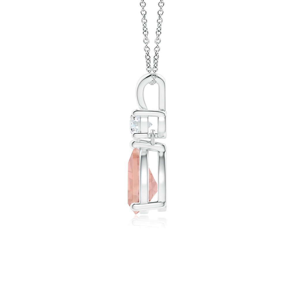 7x5mm AAAA Pear-Shaped Morganite V-Bale Pendant in P950 Platinum Side-1