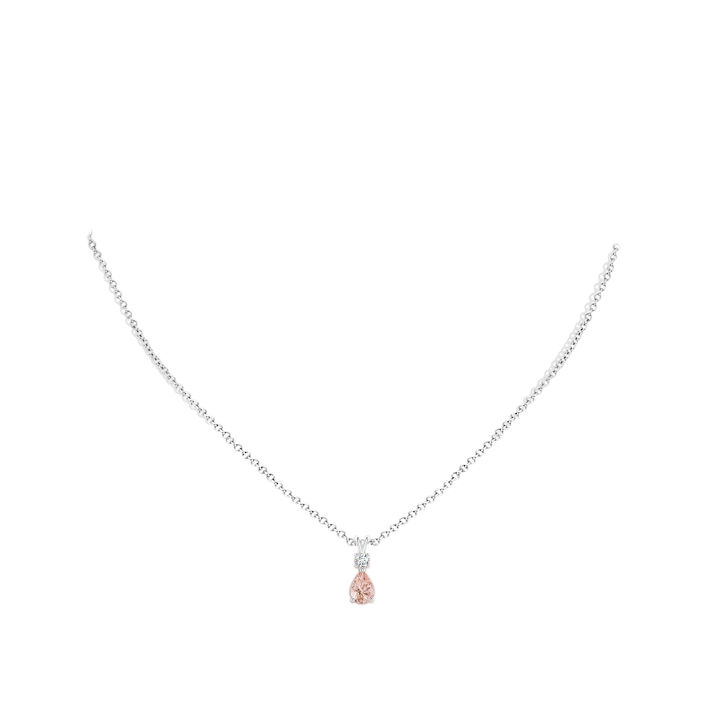 7x5mm AAAA Pear-Shaped Morganite V-Bale Pendant in P950 Platinum Body-Neck