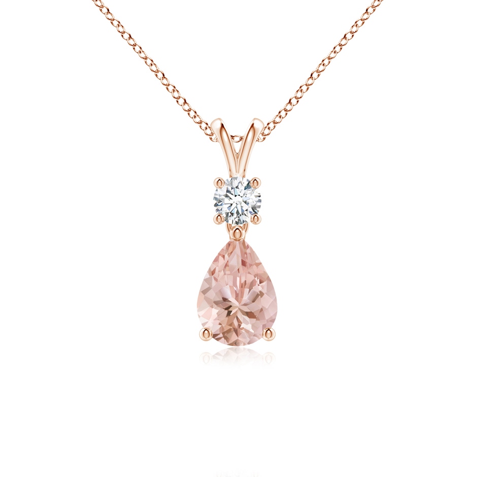 7x5mm AAAA Pear-Shaped Morganite V-Bale Pendant in Rose Gold 