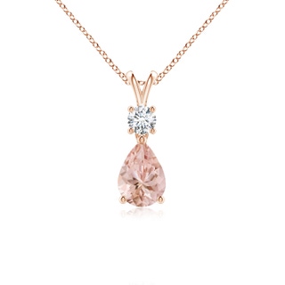 7x5mm AAAA Pear-Shaped Morganite V-Bale Pendant in Rose Gold