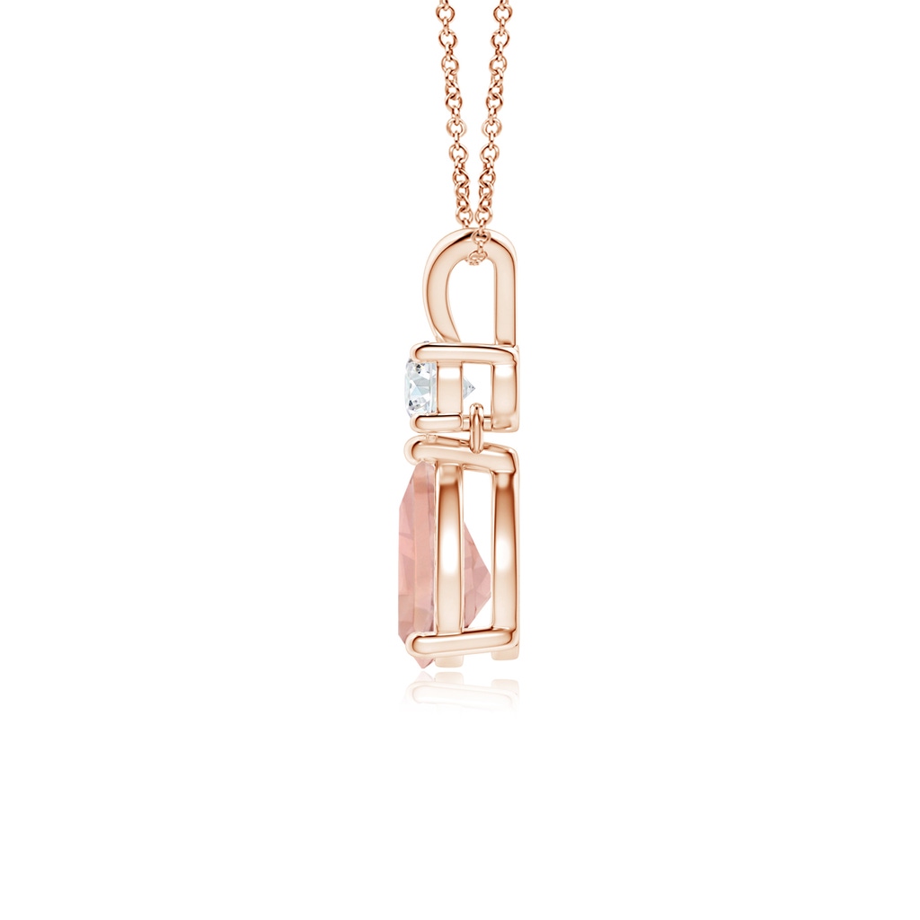 7x5mm AAAA Pear-Shaped Morganite V-Bale Pendant in Rose Gold Side-1