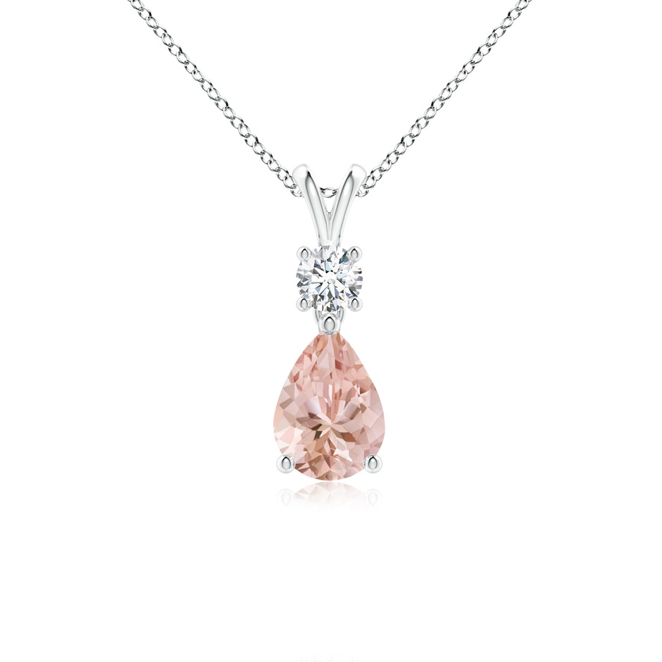 7x5mm AAAA Pear-Shaped Morganite V-Bale Pendant in White Gold 