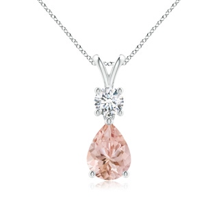 8x6mm AAAA Pear-Shaped Morganite V-Bale Pendant in P950 Platinum