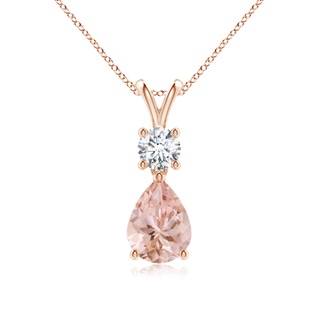 8x6mm AAAA Pear-Shaped Morganite V-Bale Pendant in Rose Gold