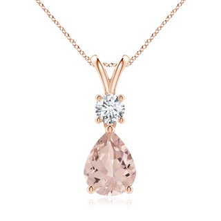 9x7mm AA Pear-Shaped Morganite V-Bale Pendant in 10K Rose Gold