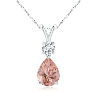 9x7mm AAAA Pear-Shaped Morganite V-Bale Pendant in P950 Platinum