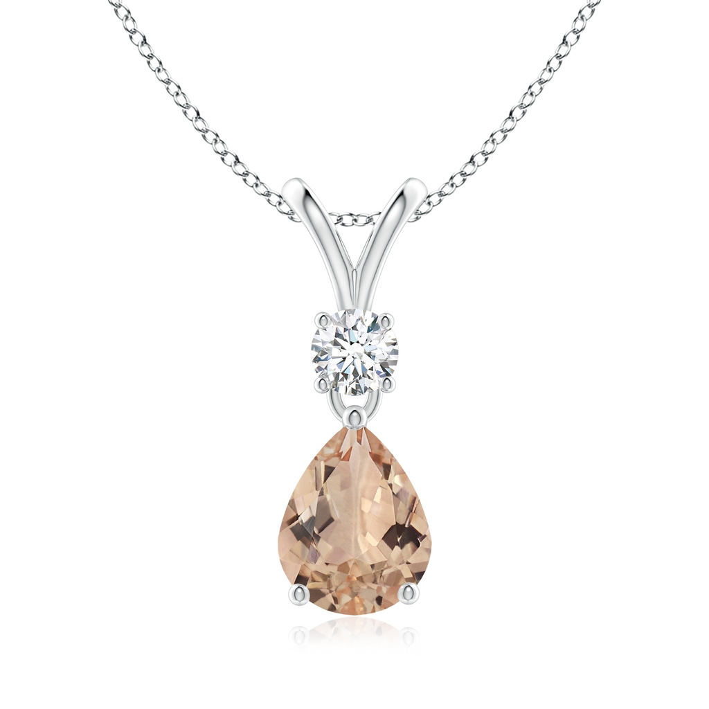 12.08x8.05x4.90mm AAA GIA Certified Pear-Shaped Morganite V-Bale Pendant in P950 Platinum