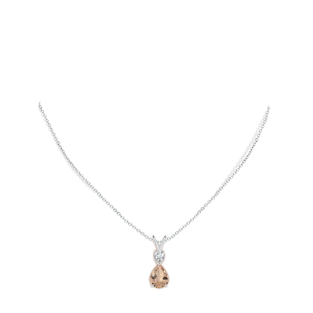 12.08x8.05x4.90mm AAA GIA Certified Pear-Shaped Morganite V-Bale Pendant in P950 Platinum pen