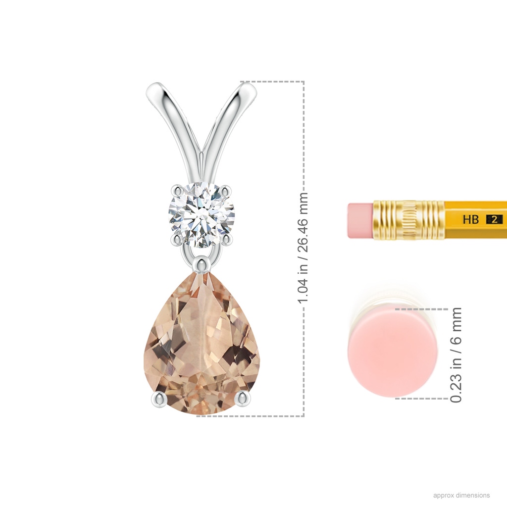12.08x8.05x4.90mm AAA GIA Certified Pear-Shaped Morganite V-Bale Pendant in P950 Platinum ruler