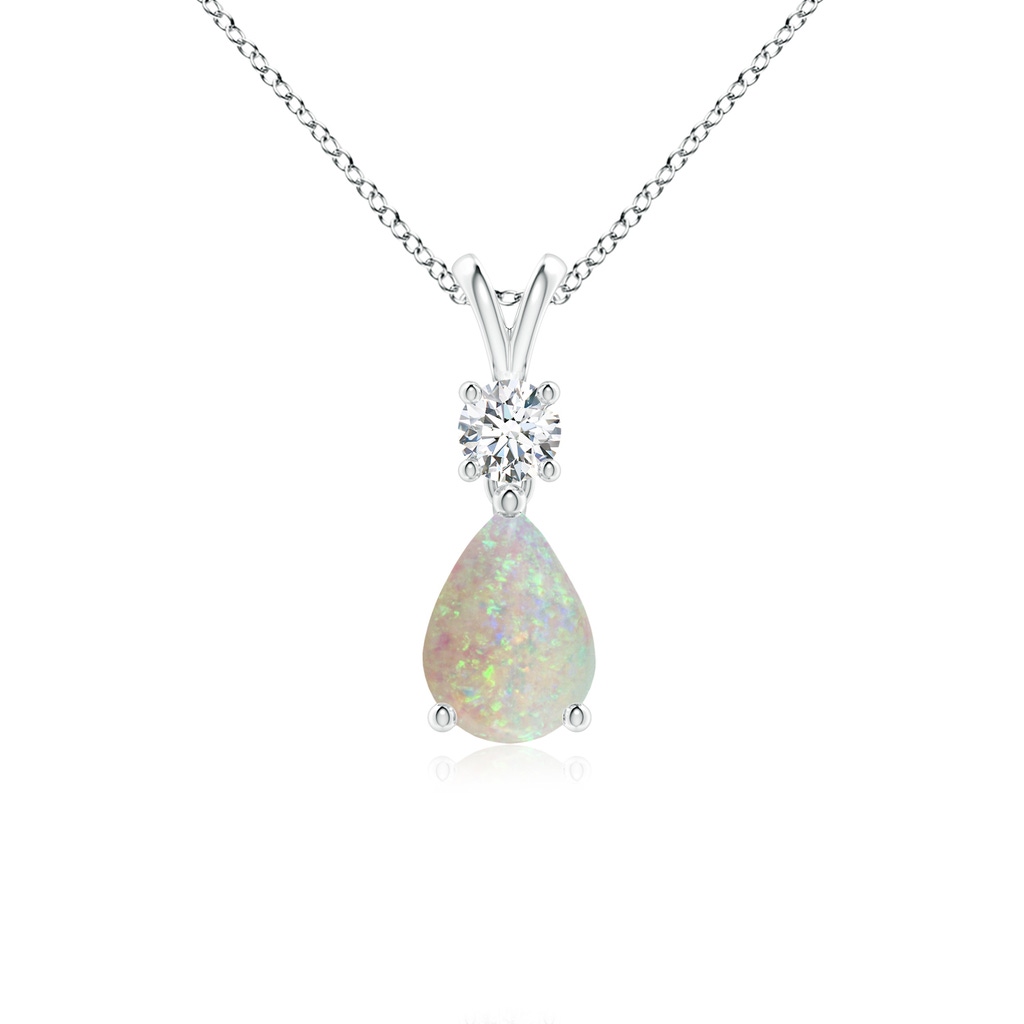 7x5mm AAA Pear-Shaped Opal V-Bale Pendant in White Gold 