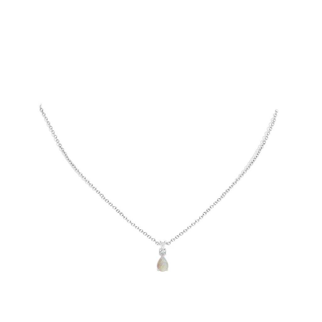 7x5mm AAA Pear-Shaped Opal V-Bale Pendant in White Gold Body-Neck