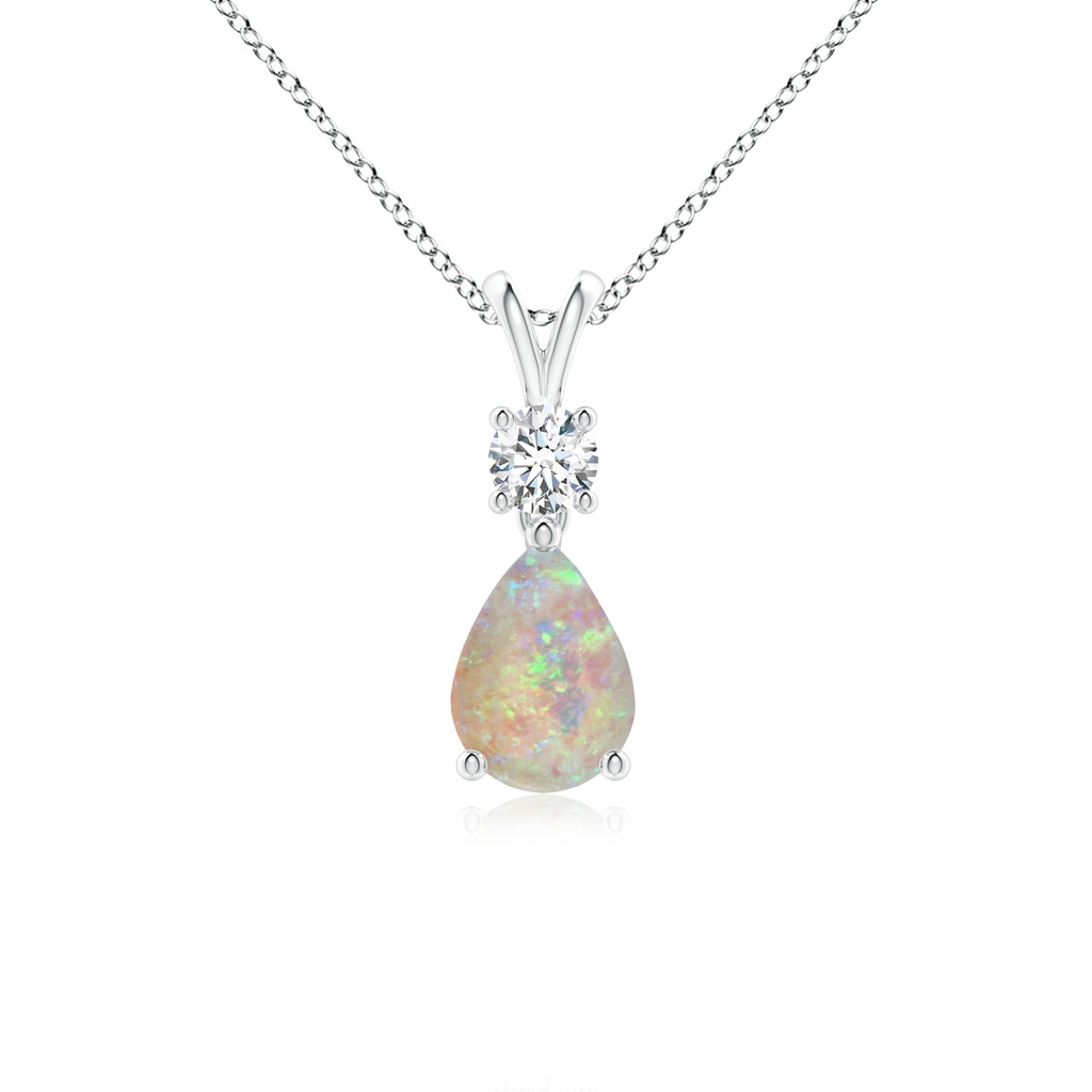 7x5mm AAAA Pear-Shaped Opal V-Bale Pendant in P950 Platinum