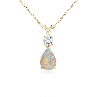 7x5mm AAAA Pear-Shaped Opal V-Bale Pendant in Yellow Gold