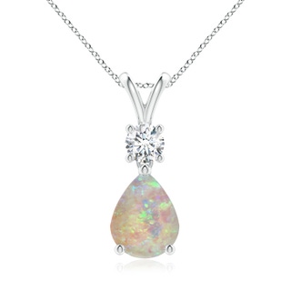 9x7mm AAAA Pear-Shaped Opal V-Bale Pendant in P950 Platinum