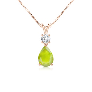 7x5mm A Pear-Shaped Peridot V-Bale Pendant in Rose Gold