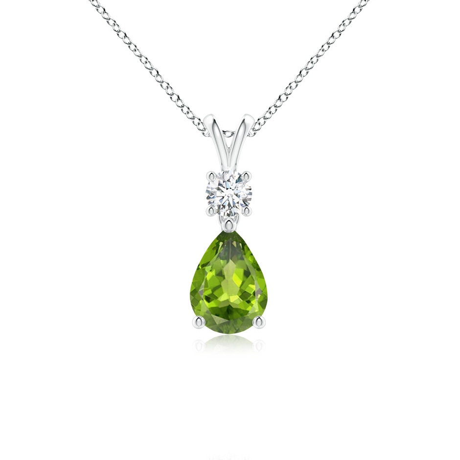 7x5mm AAA Pear-Shaped Peridot V-Bale Pendant in White Gold 