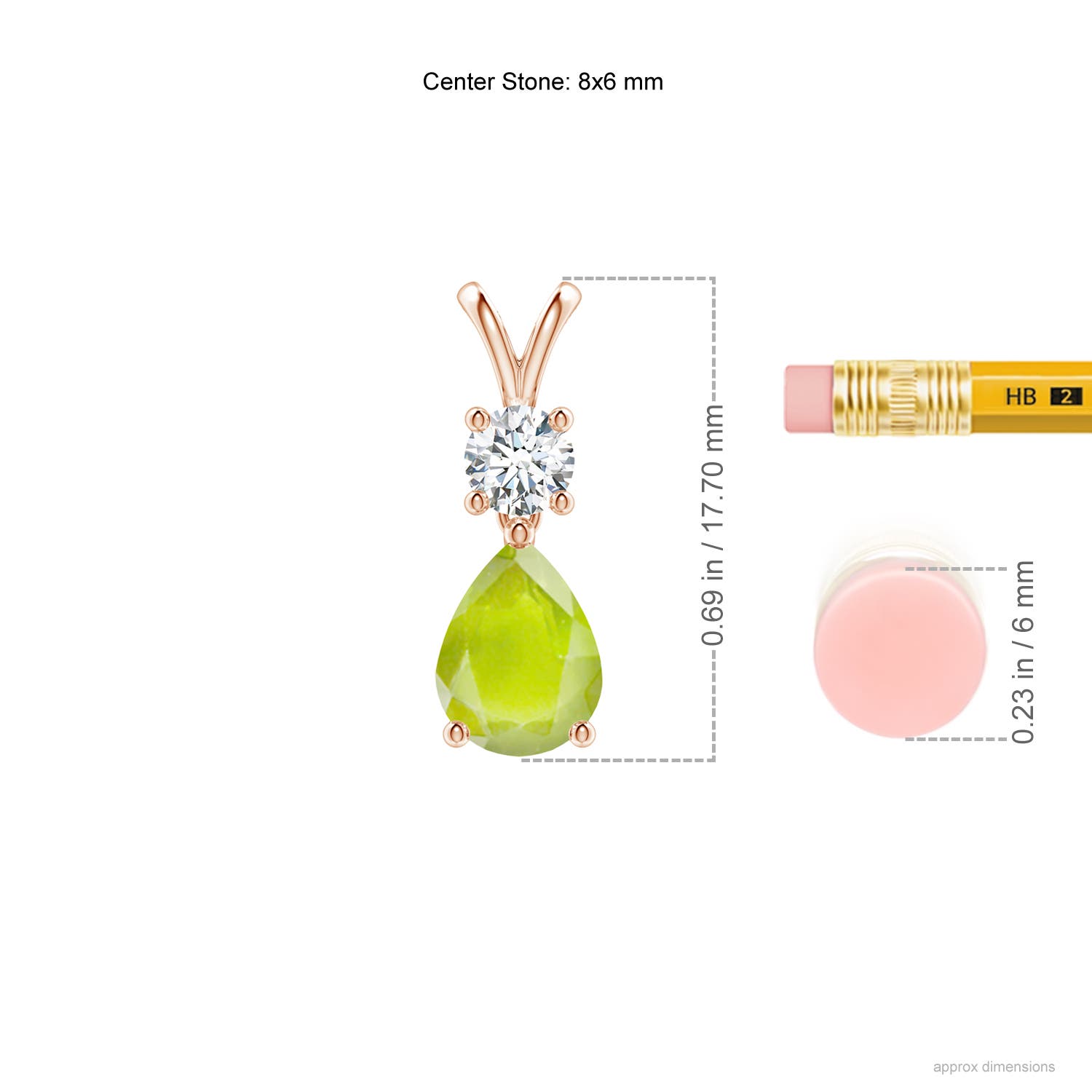 A - Peridot / 1.33 CT / 14 KT Rose Gold