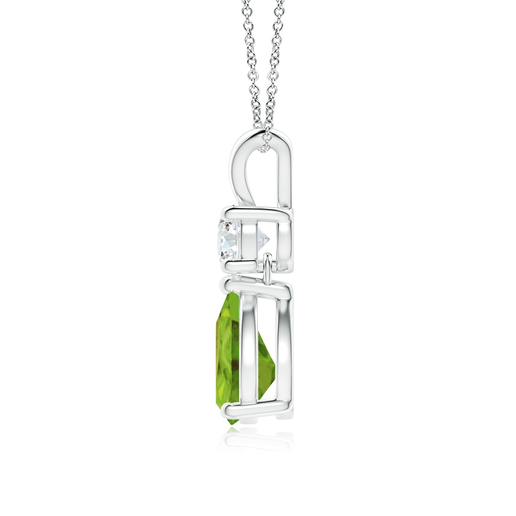 8x6mm AAA Pear-Shaped Peridot V-Bale Pendant in White Gold Side-1