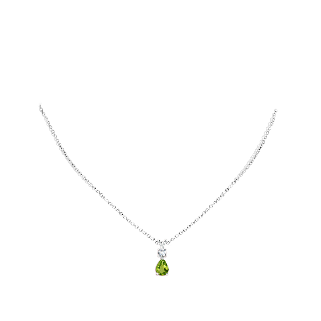 8x6mm AAAA Pear-Shaped Peridot V-Bale Pendant in P950 Platinum Body-Neck