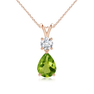 8x6mm AAAA Pear-Shaped Peridot V-Bale Pendant in Rose Gold