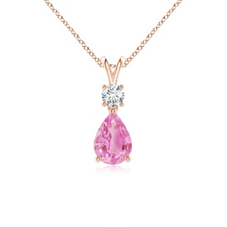 7x5mm A Pear-Shaped Pink Sapphire V-Bale Pendant in 9K Rose Gold
