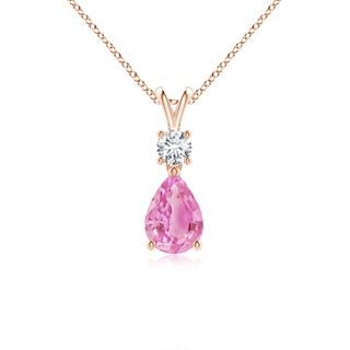 7x5mm A Pear-Shaped Pink Sapphire V-Bale Pendant in Rose Gold