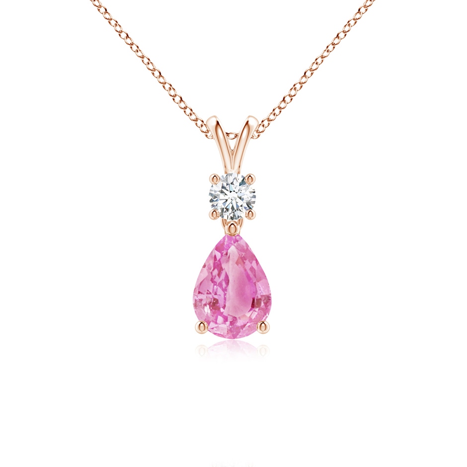 7x5mm A Pear-Shaped Pink Sapphire V-Bale Pendant in Rose Gold 