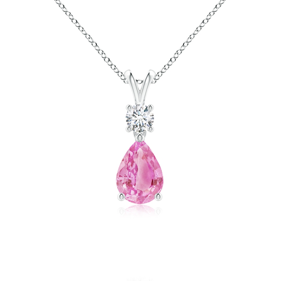 7x5mm A Pear-Shaped Pink Sapphire V-Bale Pendant in White Gold 