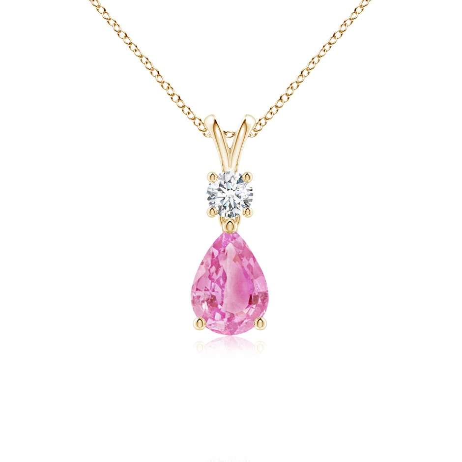 7x5mm A Pear-Shaped Pink Sapphire V-Bale Pendant in Yellow Gold 