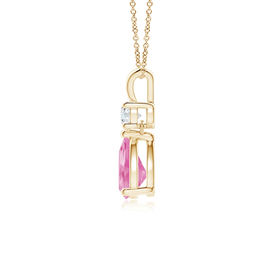 7x5mm A Pear-Shaped Pink Sapphire V-Bale Pendant in Yellow Gold side-1