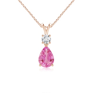 7x5mm AA Pear-Shaped Pink Sapphire V-Bale Pendant in Rose Gold