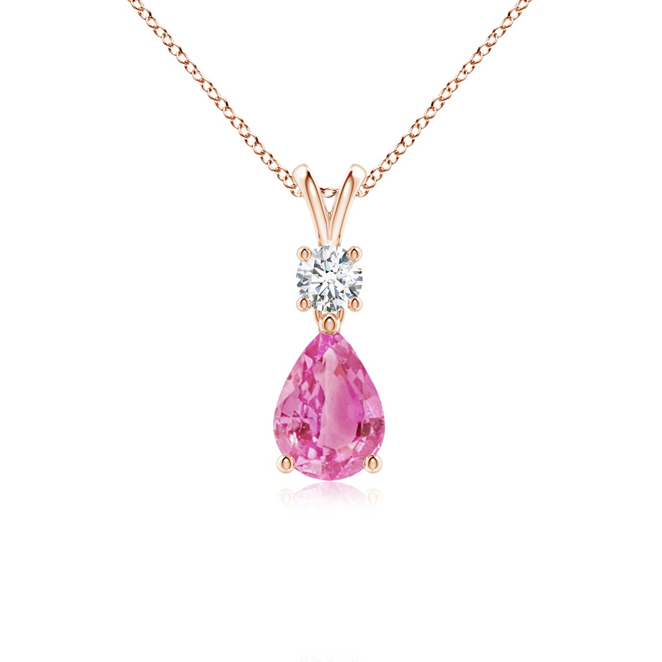 7x5mm AA Pear-Shaped Pink Sapphire V-Bale Pendant in Rose Gold 