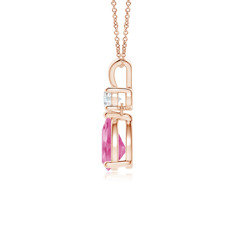 7x5mm AA Pear-Shaped Pink Sapphire V-Bale Pendant in Rose Gold side-1