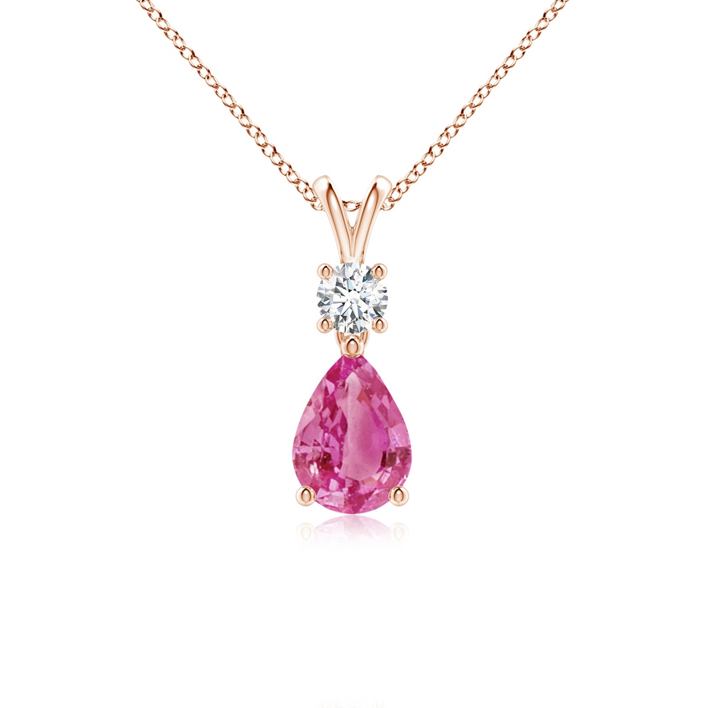 7x5mm AAA Pear-Shaped Pink Sapphire V-Bale Pendant in Rose Gold 