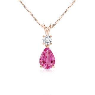 7x5mm AAA Pear-Shaped Pink Sapphire V-Bale Pendant in Rose Gold