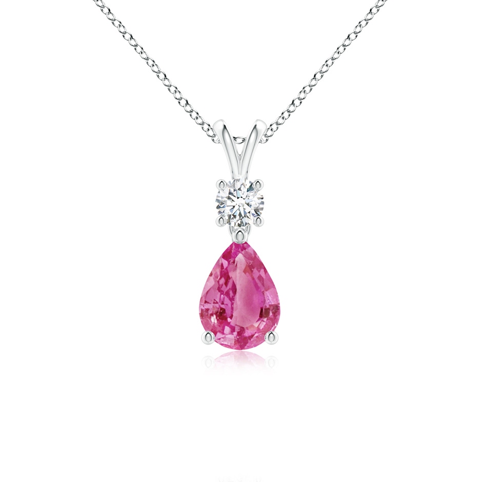 7x5mm AAA Pear-Shaped Pink Sapphire V-Bale Pendant in White Gold 